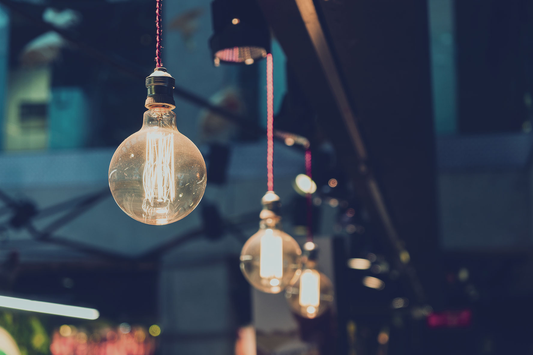 Hero Image of Light bulbs in a Graphic Design Studio